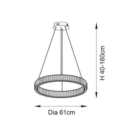 Endon 102255 - Диммируемая LED-подвесная люстра на тросе LAGUNA, 36 Вт/230 В, глянцевый хром
