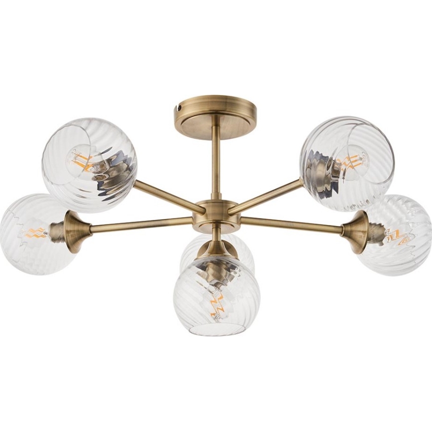 Endon 103171 - Люстра на штанге ALLEGRA 6xE14/7W/230V латунь/прозрачный