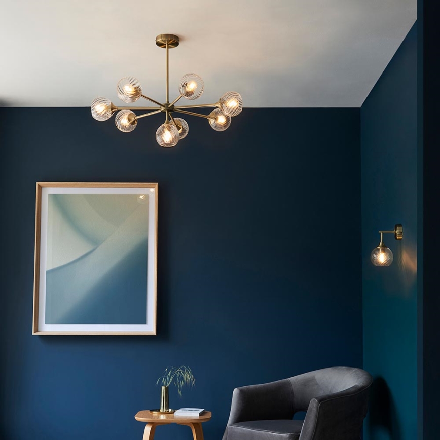 Endon 103172 - Люстра на штанге ALLEGRA 8xE14/7W/230V латунь/прозрачный