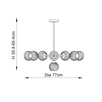 Endon 103172 - Люстра на штанге ALLEGRA 8xE14/7W/230V латунь/прозрачный