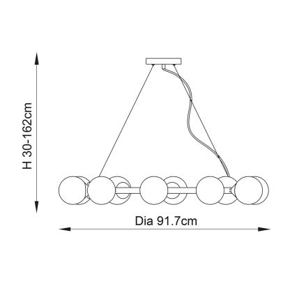Endon 106008 - Подвесная люстра на тросе OTIS 10xG9/3W/230V золотая