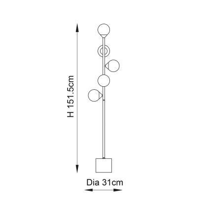 Endon 106756 - Підлогова лампа OTIS 5xG9/3W/230V золота/біла