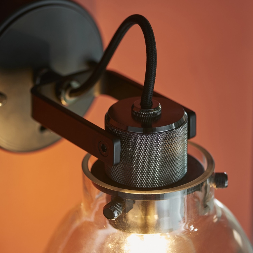 Endon 107011 - Настінний точковий світильник URBAN 1xE27/10W/230V чорний/димчасто-чорний