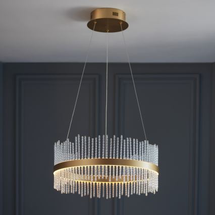 Endon 107671 - Светодиодная подвесная люстра с регулированием яркости ADRIEL LED/41W/230V 3000K диаметр 51 cm золотая/прозрачная