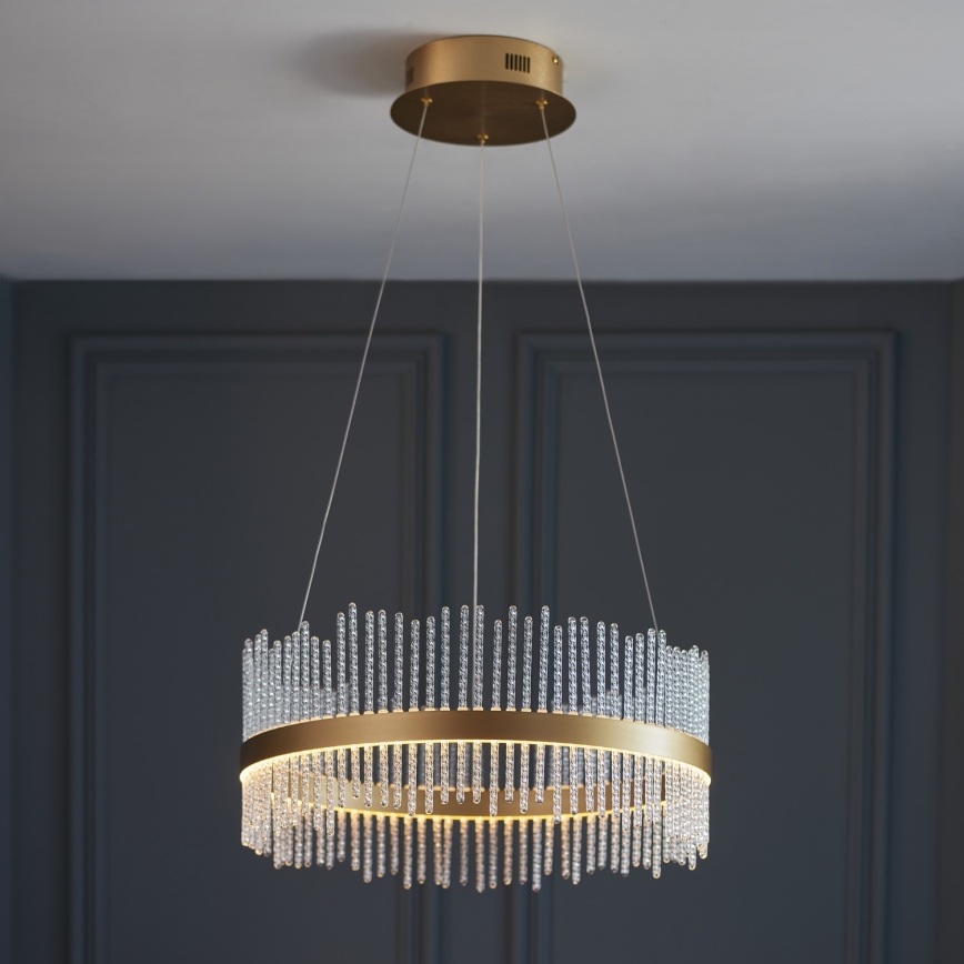 Endon 107671 - Светодиодная подвесная люстра с регулированием яркости ADRIEL LED/41W/230V 3000K диаметр 51 cm золотая/прозрачная