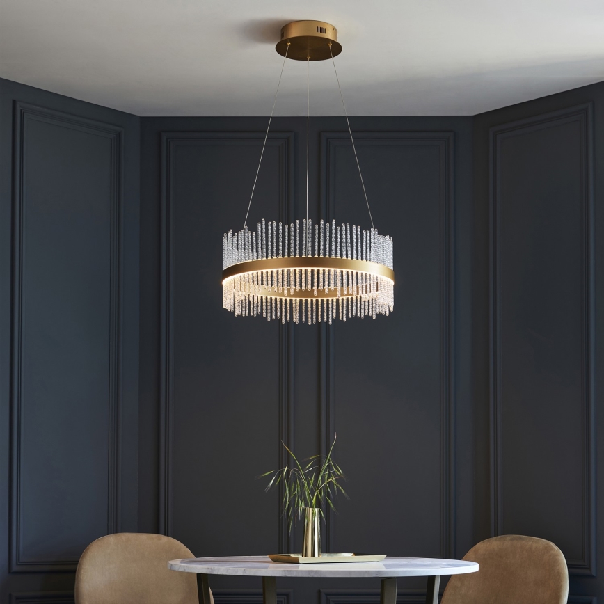 Endon 107671 - Светодиодная подвесная люстра с регулированием яркости ADRIEL LED/41W/230V 3000K диаметр 51 cm золотая/прозрачная