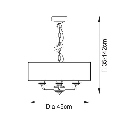 Endon 110723 - Люстра на ланцюгу HIGHCLERE 3xE14/40W/230V бежевий/латунний діаметр 45 cm