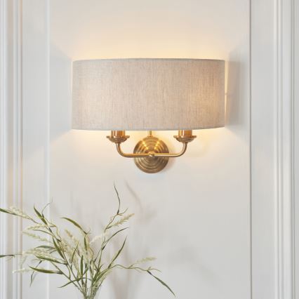 Endon 110726 - Настінний світильник HIGHCLERE 2xE14/40W/230V бежевий/латунь