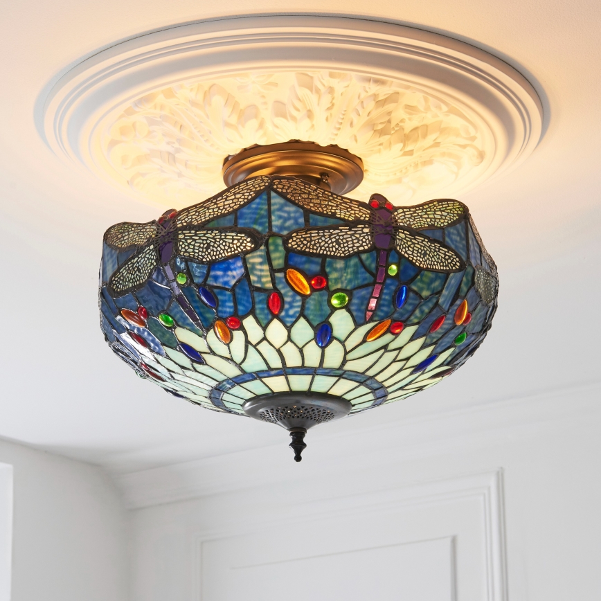 Endon 111897 - Накладна люстра Tiffany DRAGONFLY 3xE27/10W/230V діам. 41 см