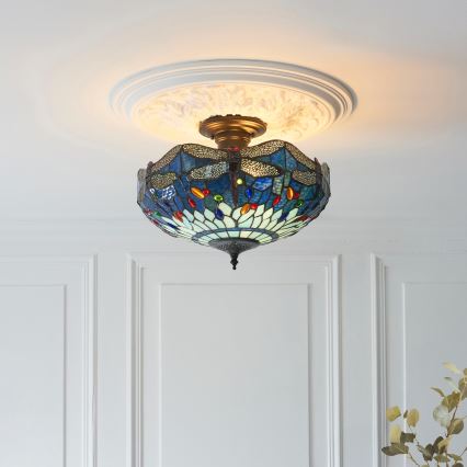 Endon 111897 - Накладна люстра Tiffany DRAGONFLY 3xE27/10W/230V діам. 41 см