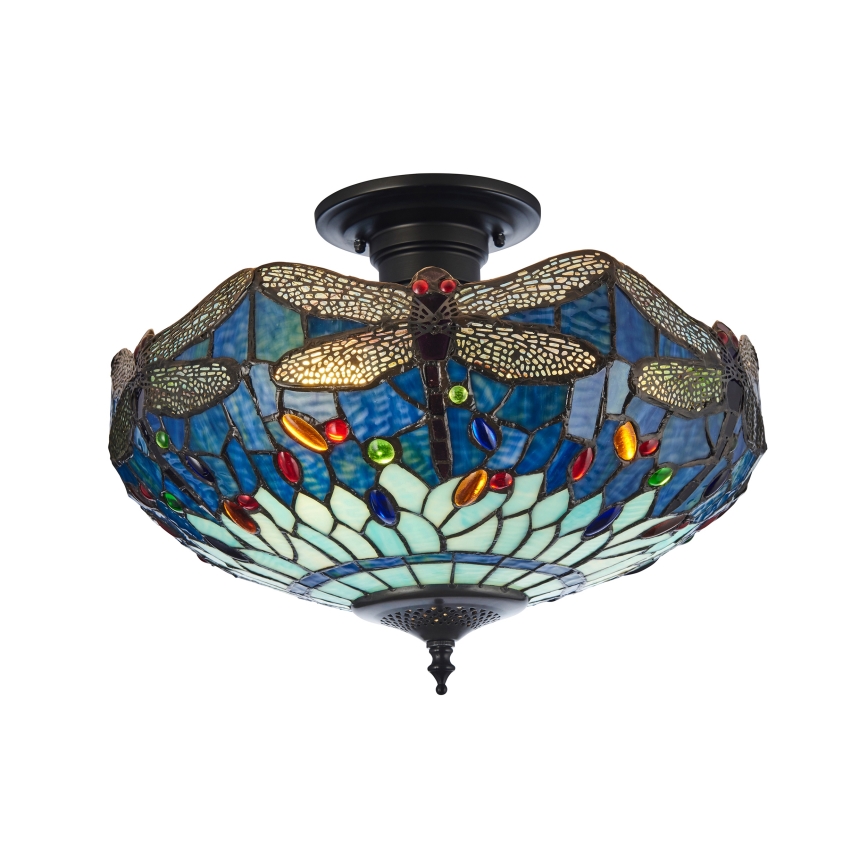 Endon 111897 - Накладна люстра Tiffany DRAGONFLY 3xE27/10W/230V діам. 41 см
