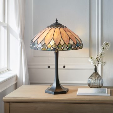 Endon 112183 - Настільна лампа Tiffany BROOKLYN 2xE14/10W/230V діаметр 40 см