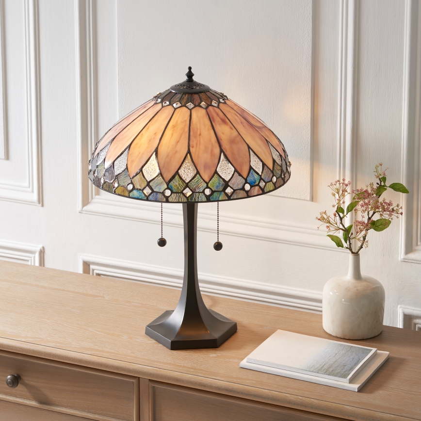 Endon 112183 - Настольная лампа Tiffany BROOKLYN 2×E14/10 Вт/230 В Ø 40 см