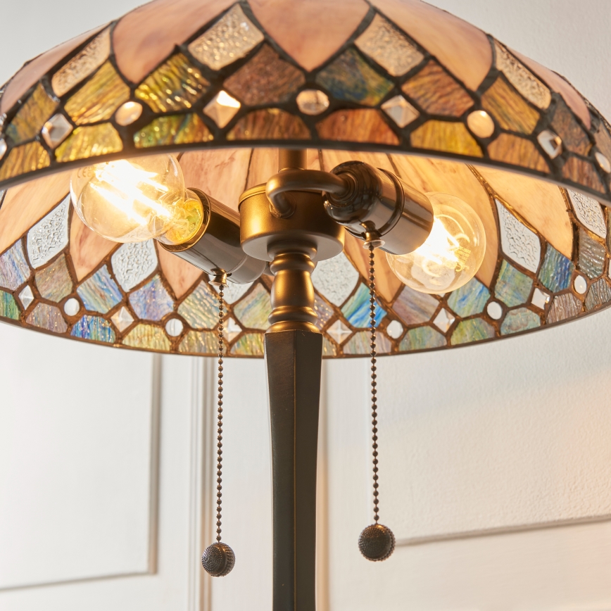 Endon 112183 - Настольная лампа Tiffany BROOKLYN 2×E14/10 Вт/230 В Ø 40 см