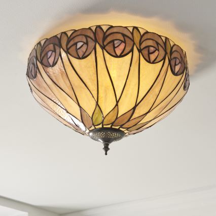 Endon 112188 - Стельний світильник Tiffany HUTCHINSON 2xE27/60W/230V діаметр 40 см
