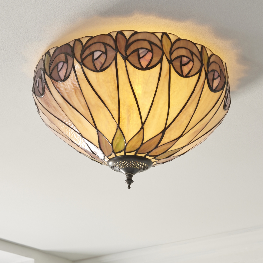Endon 112188 - Стельний світильник Tiffany HUTCHINSON 2xE27/60W/230V діаметр 40 см