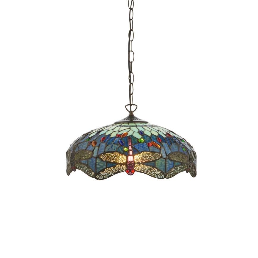 Endon 112195 - Подвесная люстра на цепи Tiffany DRAGONFLY 1xE27/60W/230V, диаметр 41 см