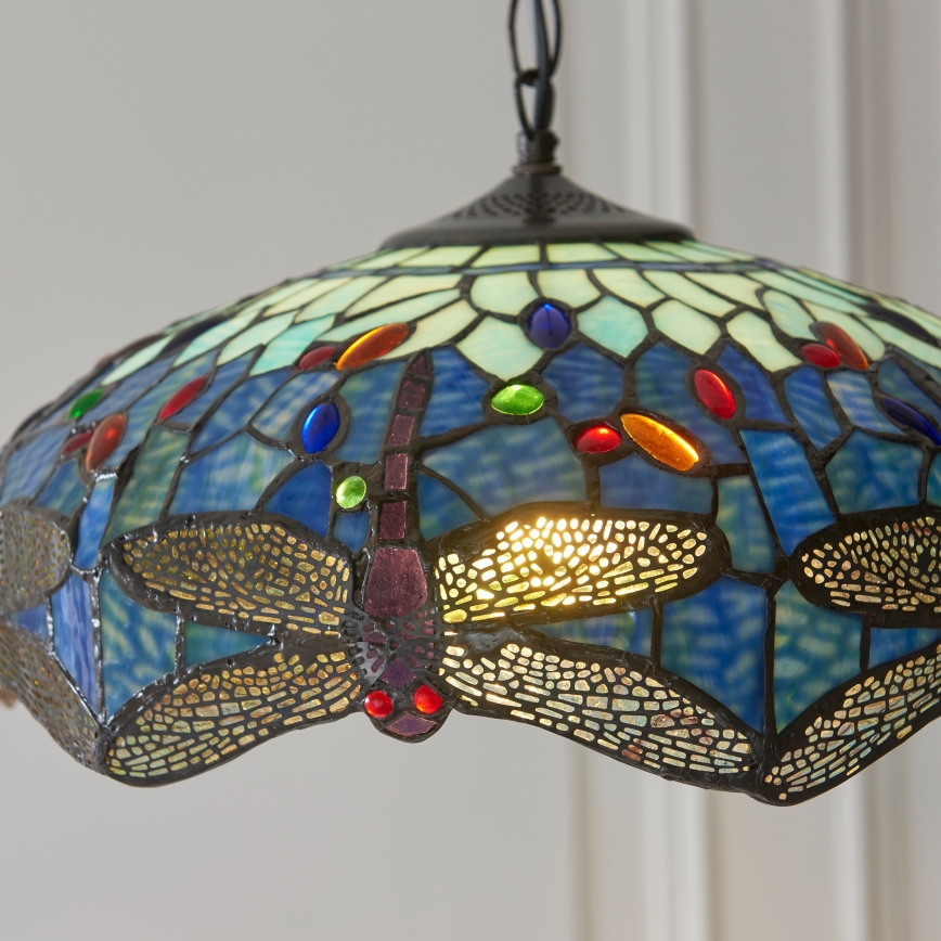 Endon 112195 - Подвесная люстра на цепи Tiffany DRAGONFLY 1xE27/60W/230V, диаметр 41 см
