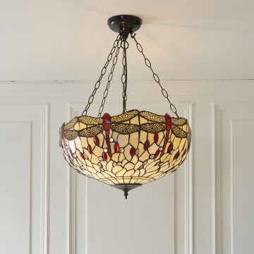 Endon 112251 - Подвесная люстра на цепи Tiffany DRAGONFLY 3xE27/60W/230V диаметр 50 см