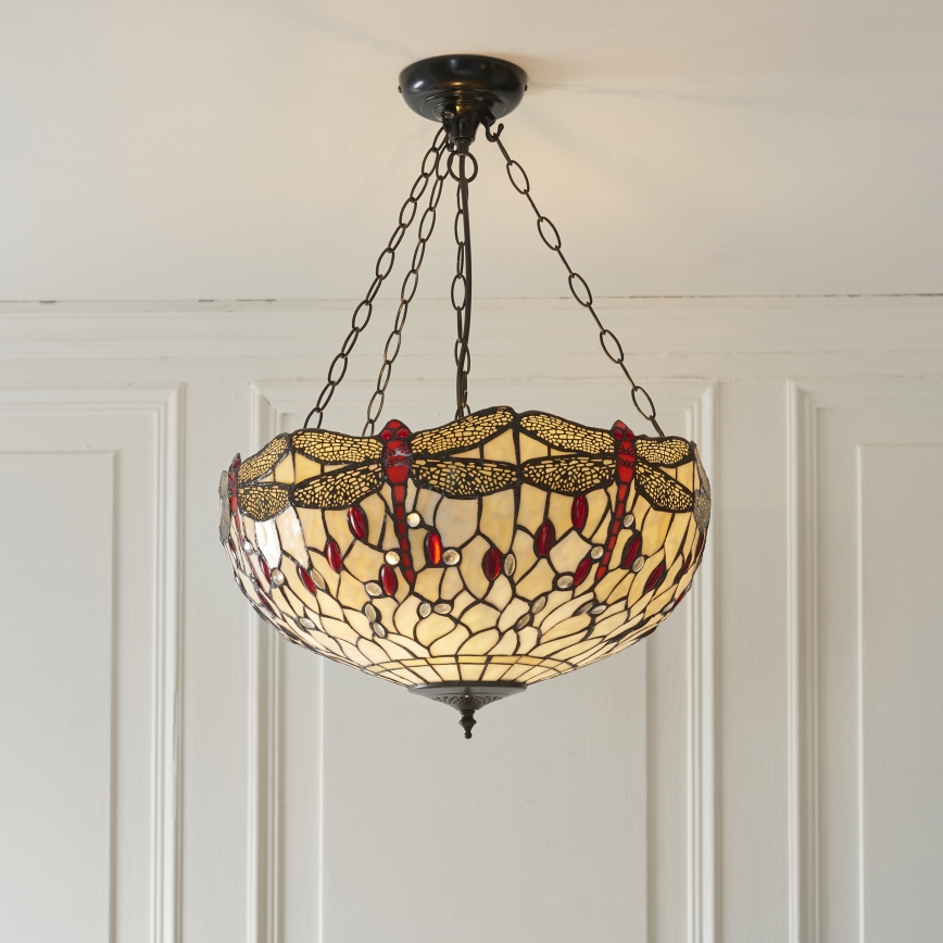 Endon 112251 - Подвесная люстра на цепи Tiffany DRAGONFLY 3xE27/60W/230V диаметр 50 см