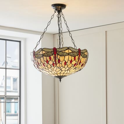 Endon 112251 - Подвесная люстра на цепи Tiffany DRAGONFLY 3xE27/60W/230V диаметр 50 см