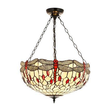 Endon 112251 - Подвесная люстра на цепи Tiffany DRAGONFLY 3xE27/60W/230V диаметр 50 см