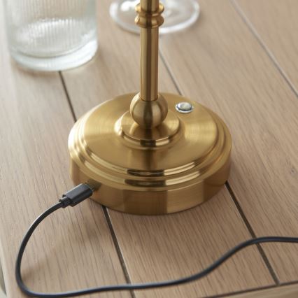 Endon 114804 - LED Настільна акумуляторна лампа з регулюванням яскравості BURLEY LED/1,5W/5V латунь/рожевий