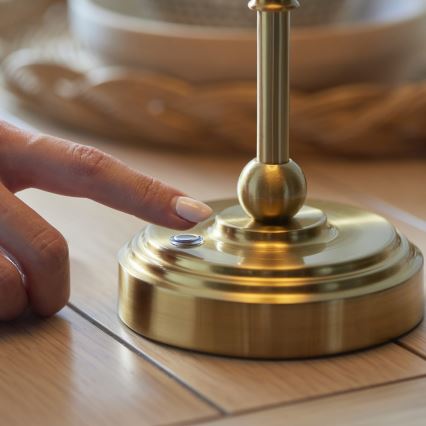 Endon 114804 - Светодиодная аккумуляторная настольная лампа с регулированием яркости BURLEY LED/1,5W/5V 3600 mAh латунь/розовый