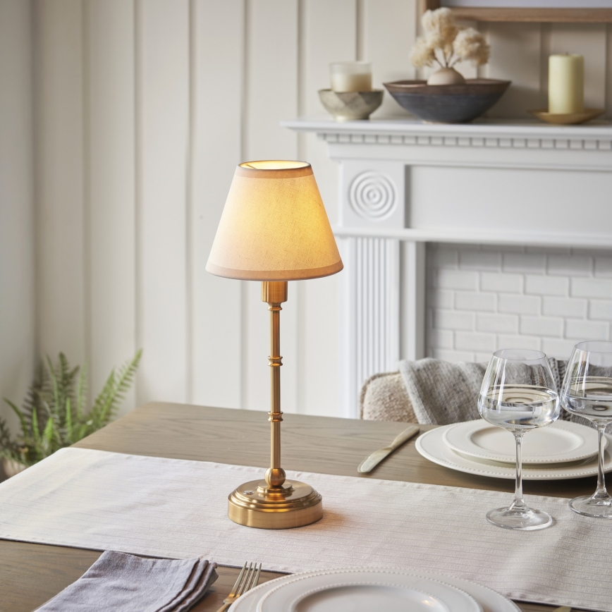 Endon 114811 - регульована перезаряджувана настільна лампа LED BURLEY LED/1,5W/5V 3600 mAh латунь/біла