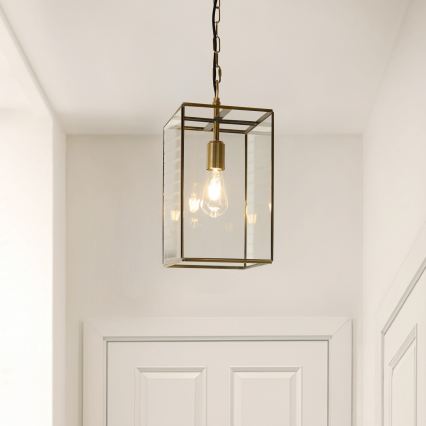 Endon 119141 - Люстра на ланцюзі HAMMOND, 1xE27/10W/230V, 21,5x21,5 см, латунь