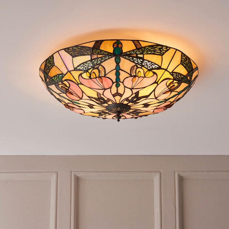 Endon 63922 - Стельовий світильник Tiffany ASHTON 2xE27/60W/230V діаметр 45 см