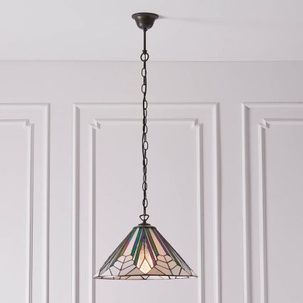Endon 63937 - Подвесная люстра на цепи Tiffany ASTORIA 1xE27/60W/230V, диаметр 40 см