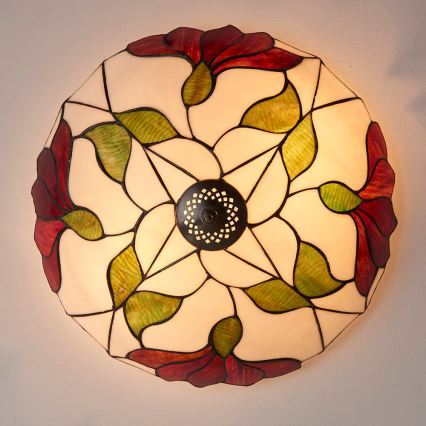 Endon 63960 - Стельовий світильник Tiffany BOTANICA 2xE27/60W/230V Ø 45 см