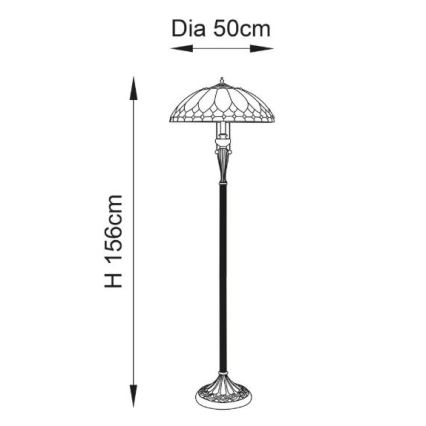 Endon 63972 - Торшер Tiffany BROOKLYN 2xE27/60W/230V Ø 50 см