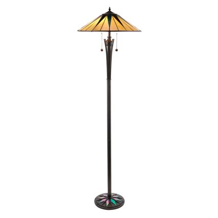 Endon 64041 - Підлогова лампа Tiffany DARK STAR 2xE27/60W/230V Ø 49 см