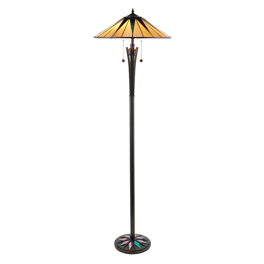 Endon 64041 - Підлогова лампа Tiffany DARK STAR 2xE27/60W/230V Ø 49 см