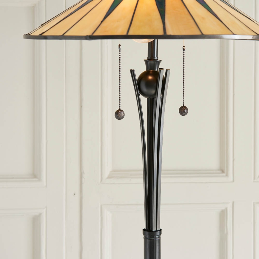 Endon 64041 - Підлогова лампа Tiffany DARK STAR 2xE27/60W/230V Ø 49 см