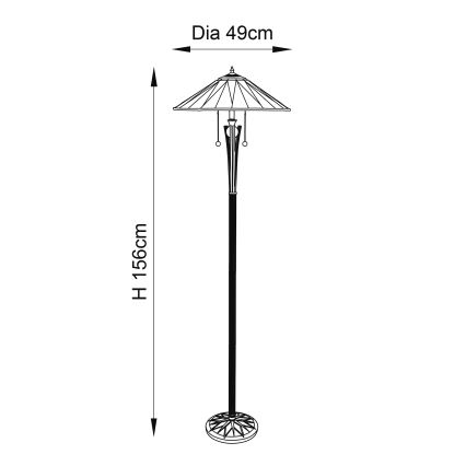 Endon 64041 - Підлогова лампа Tiffany DARK STAR 2xE27/60W/230V Ø 49 см