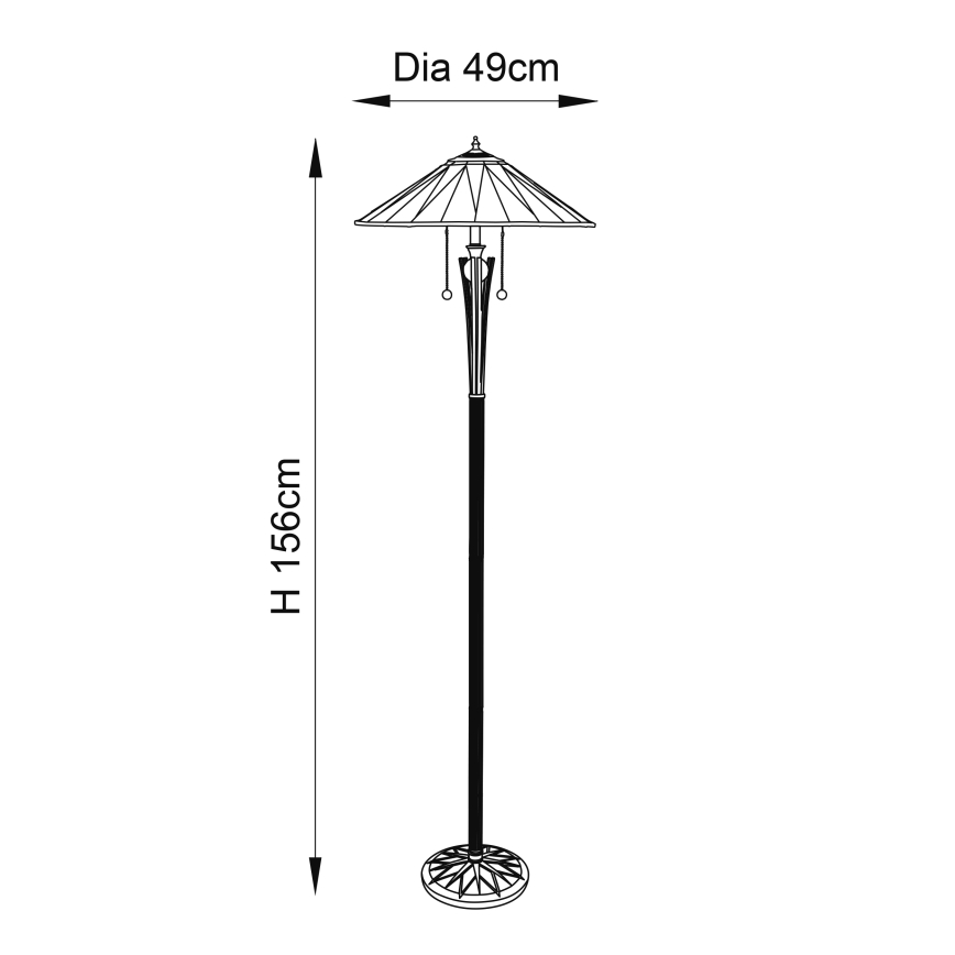 Endon 64041 - Підлогова лампа Tiffany DARK STAR 2xE27/60W/230V Ø 49 см