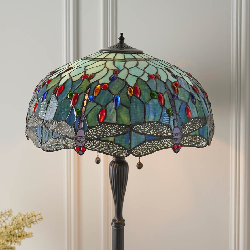 Endon 64069 - Напольный светильник Tiffany DRAGONFLY 2xE27/60W/230V Ø 50 см