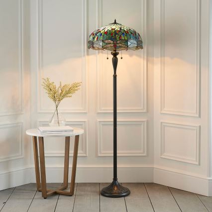 Endon 64069 - Підлогова лампа Tiffany DRAGONFLY 2xE27/60W/230V, діаметр 50 см