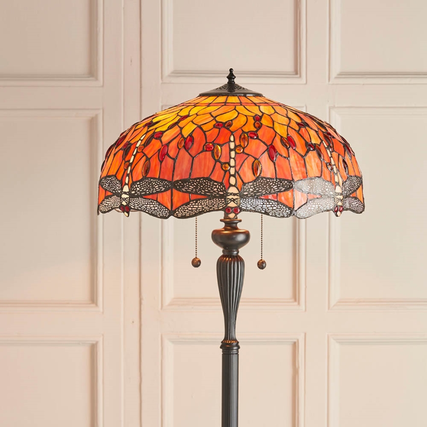Endon 64070 - Підлогова лампа Tiffany DRAGONFLY 2xE27/60W/230V діаметр 50 см