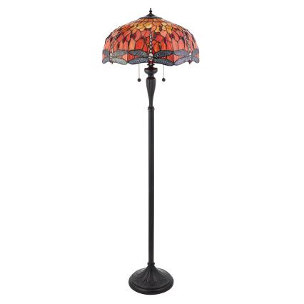 Endon 64070 - Підлогова лампа Tiffany DRAGONFLY 2xE27/60W/230V діаметр 50 см