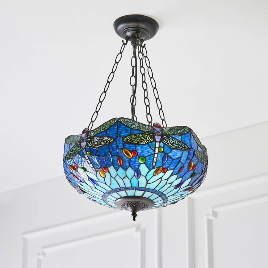 Endon 64075 - Люстра на цепи Tiffany DRAGONFLY 3xE27/60W/230V, диаметр 41 см