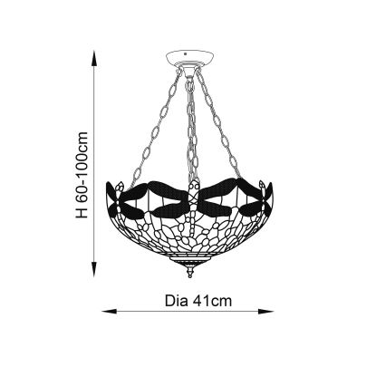 Endon 64075 - Люстра на цепи Tiffany DRAGONFLY 3xE27/60W/230V, диаметр 41 см