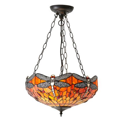 Endon 64076 - Люстра на цепи Tiffany DRAGONFLY, 3xE27/60W/230V, диам. 41 см