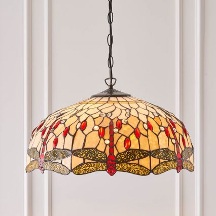 Endon 64079 - Люстра на ланцюзі Tiffany DRAGONFLY, 3xE27/60W/230V, діаметр 50 см