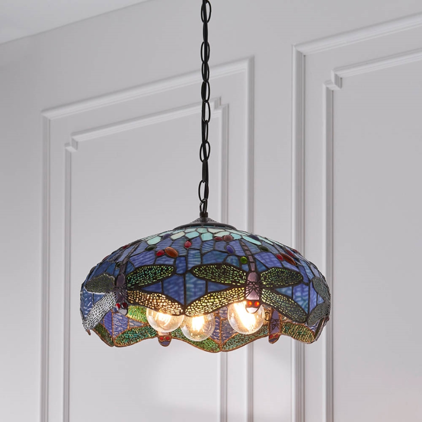 Endon 64080 - люстра на ланцюгу Tiffany DRAGONFLY 3xE27/60W/230V, діаметр 41 см