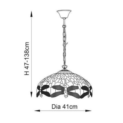 Endon 64080 - люстра на ланцюгу Tiffany DRAGONFLY 3xE27/60W/230V, діаметр 41 см