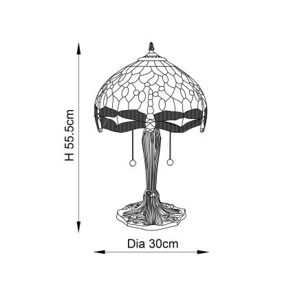 Endon 64086 - Настільна лампа Tiffany DRAGONFLY 2xE27/60W/230V діаметр 30 см